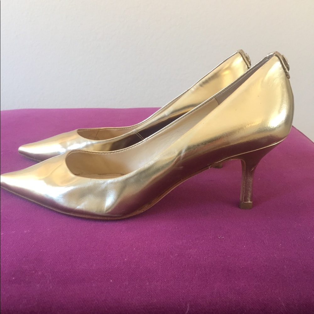 Ivanka Trump Shiny Gold Stiletto 3 Inch Heel